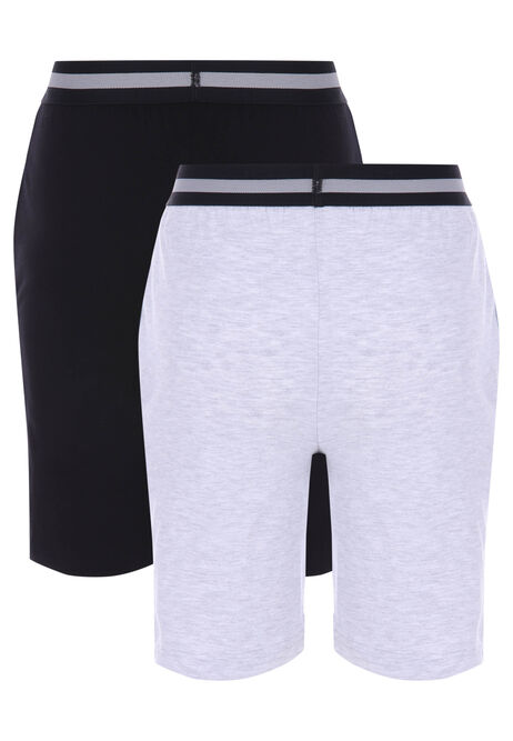 Older Boys 2pk Black & Grey Pyjama Shorts