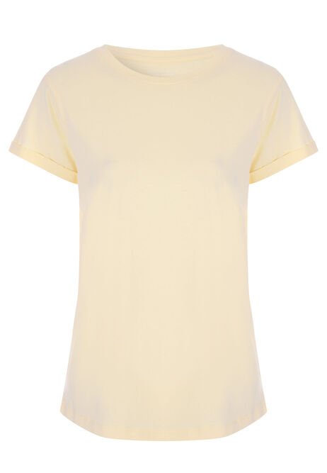 Womens Yellow Roll Sleeve Top