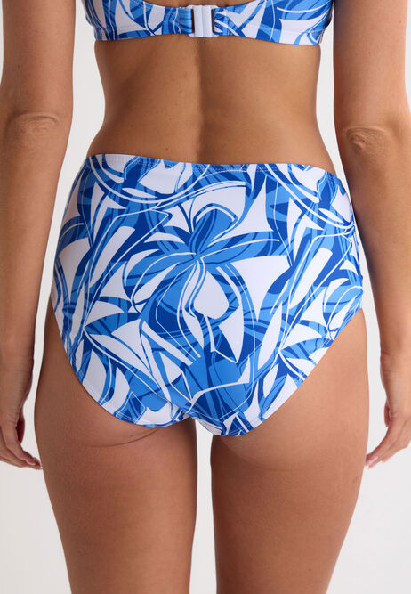 Womens Blue Geo Print High Waist Bikini Briefs