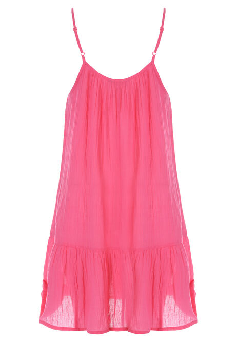 Womens Pink Strappy Cotton Dress