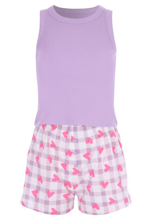 Older Girls Lilac Vest & Shorts PJ Set