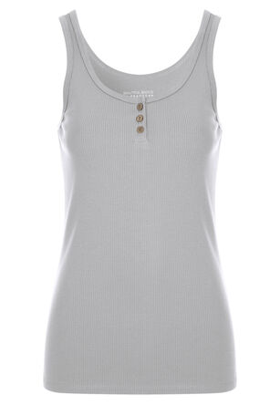 Womens Grey Buttoned Vest Top