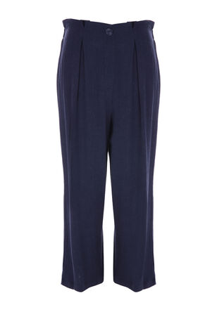 Womens Navy Blend Paper Bag Cropped Trousers