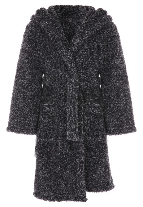 Boys Charcoal Sherpa Dressing Gown