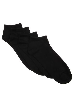 Womens 4pk Black Super Soft Plain Trainer Socks