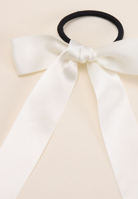 Girls Cream Bow Hair Tie
