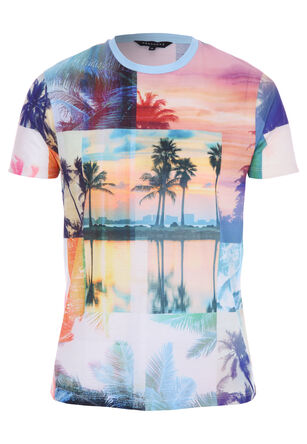 Mens Multi-Coloured Palm Print T-shirt