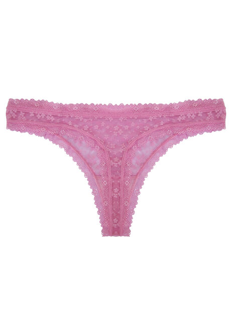 Womens Pink Ditsy Lace Thong