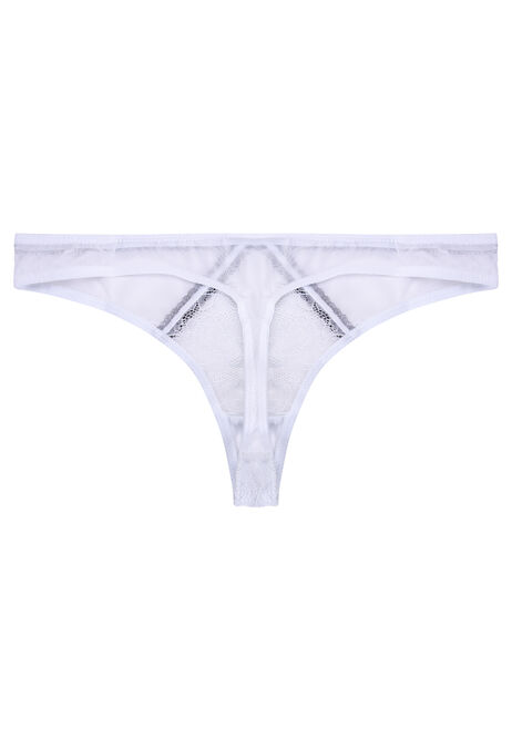 Womens White Ribbon Thong