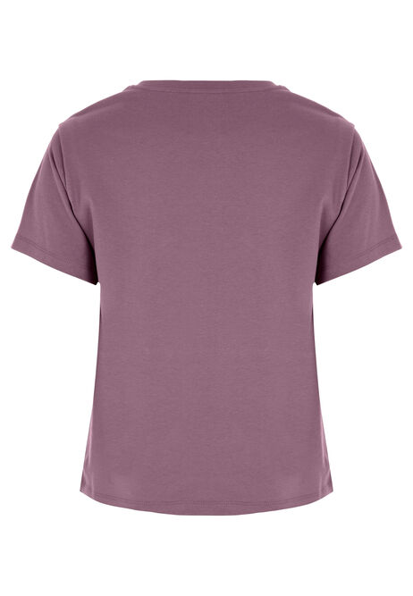 Womens Plum Plain Front Knot T-Shirt
