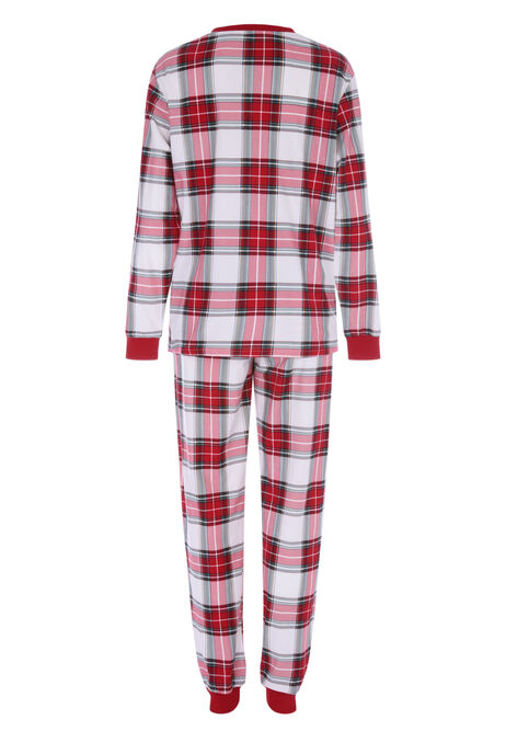 Womens Red & Cream Check Christmas Family Pyjama Set