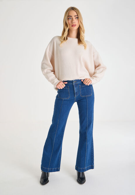 Womens Cream Cosy Ribbed Batwing Sleeve Top