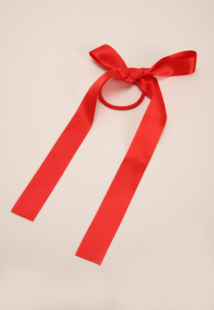 Womens Red Bow Satin Elastic