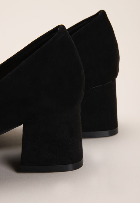 Womens Black Block Heeled Pumps