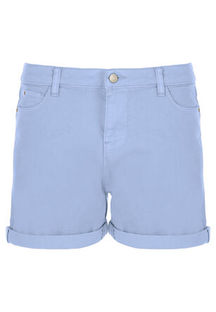 Womens Light Blue Rolled Hem Denim Shorts