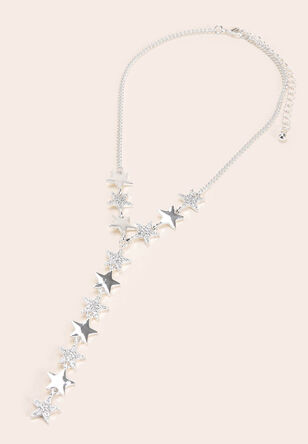 Sliver Y Neck Drop Star Necklace
