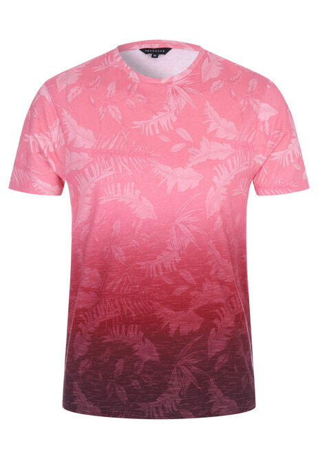 Mens Coral Faded Floral T-shirt