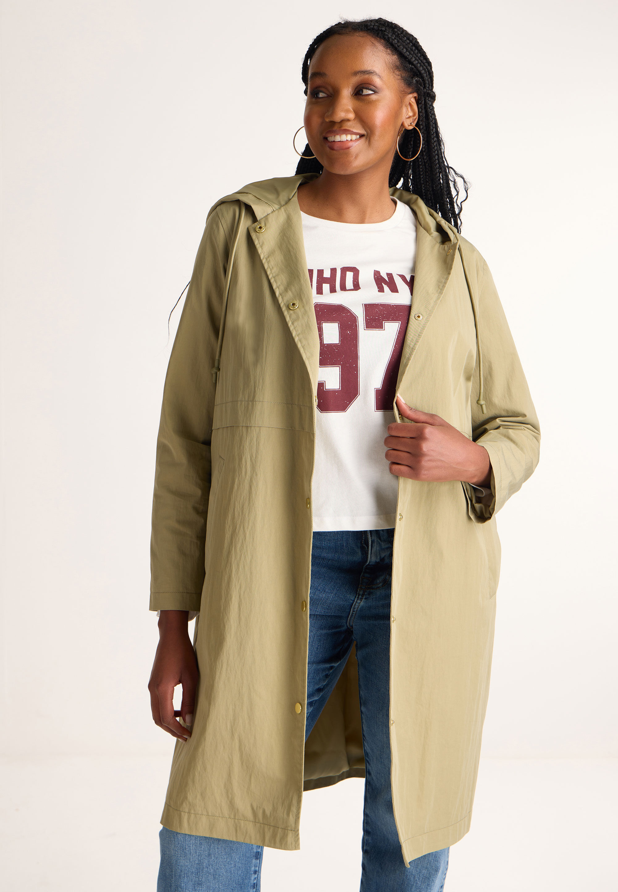 Womens Khaki Rain Mac Peacocks