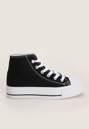 Older Girls Black High Top Platform Trainers