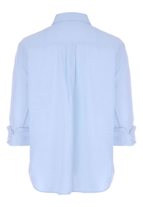 Womens Blue Plain Casual Shirt