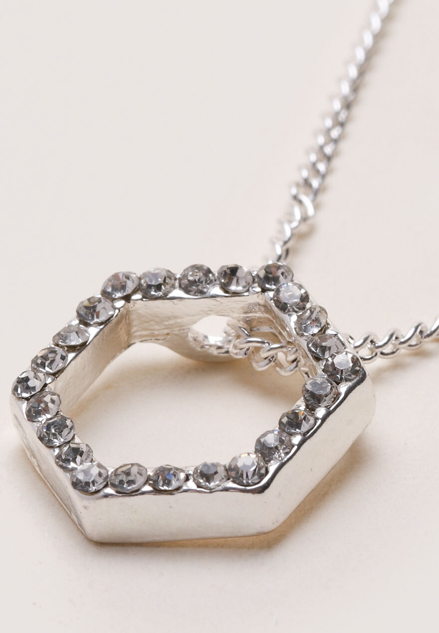 Silver diamante necklace uk on sale