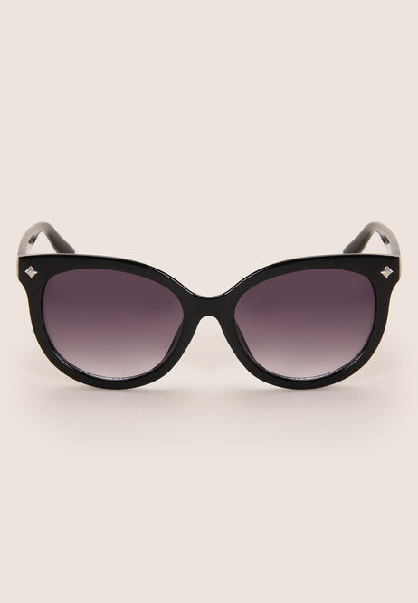 Womens Black Round Frame Sunglasses