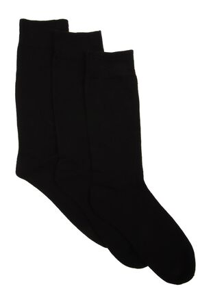 Mens 3pk Plain Black Cushioned Sole Socks