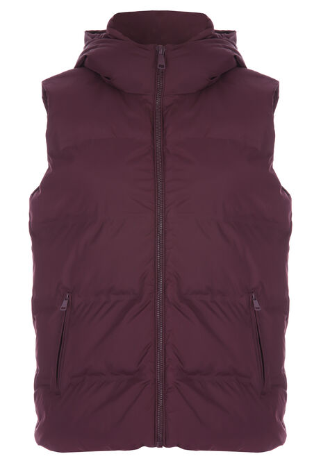 Womens Oxblood Mid Length Padded Gilet Jacket