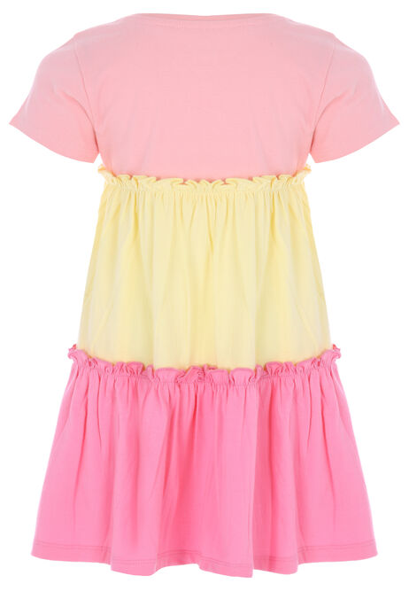 Younger Girls Pink Tiered Jersey Dress