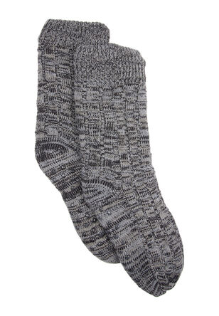 Mens Grey Textured Slipper Sock 
