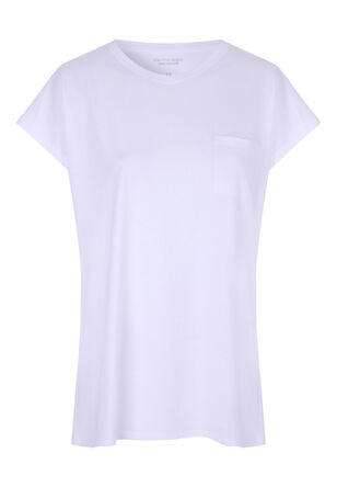 Womens White Small Pocket T-Shirt