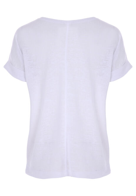 Womens Plain White Roll Sleeve T-Shirt