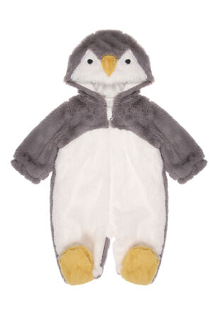 Baby Boys Black & White Penguin Faux Fur Snowsuit