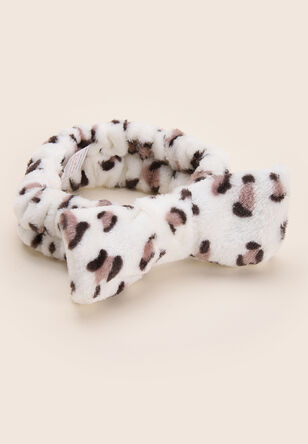 Womens Leopard Print Faux Fur Headband 