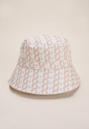 Womens Beige Printed Bucket Hat