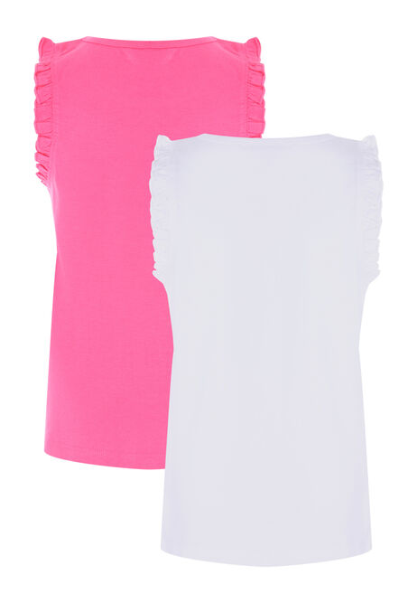 Younger Girls 2pk Pink Frill Vest Tops