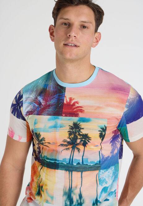 Mens Multi-Coloured Palm Print T-shirt