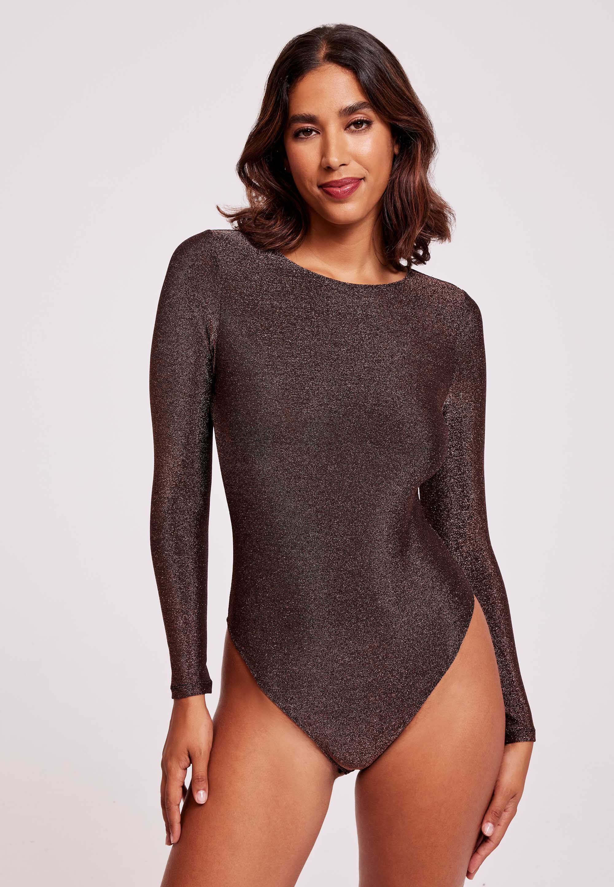 Gold bodysuit long sleeve sales