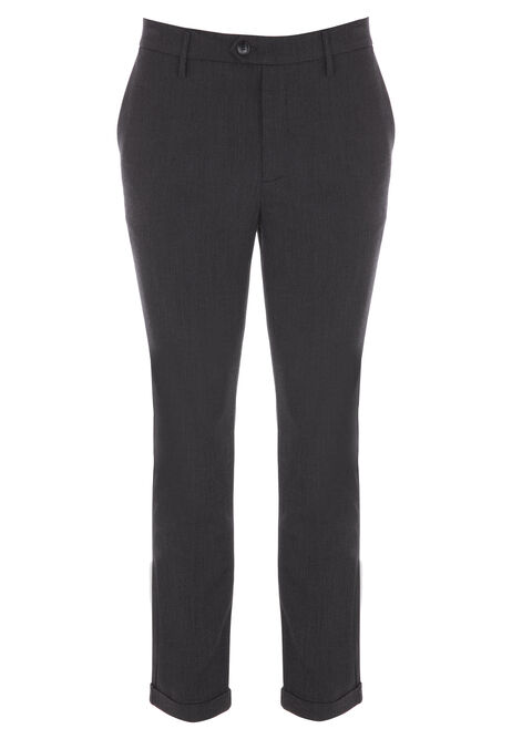 Mens Charcoal Straight Leg Formal Trousers