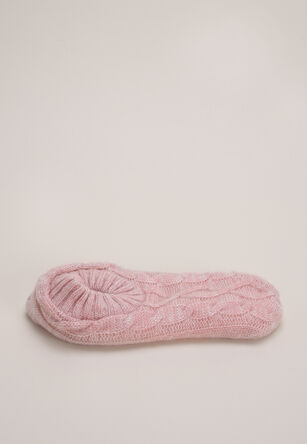 Womens Pink Cable Ballerina Slipper Socks