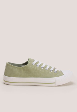 Womens Khaki Casual Lace Up Trainers