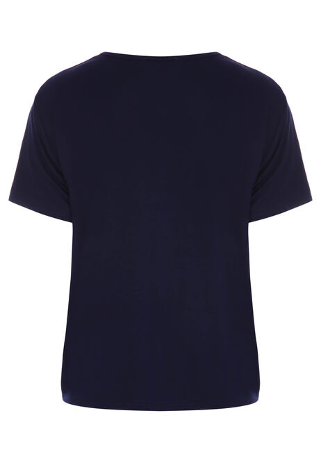 Womens Navy Plain Front Twist Top