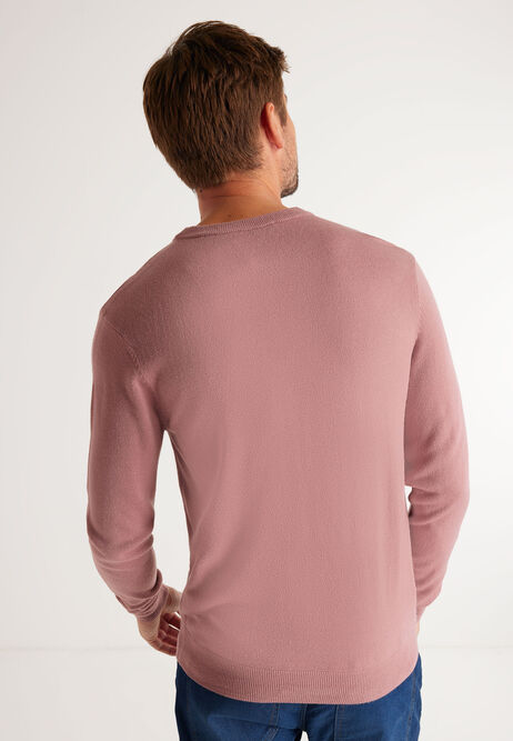 Mens Pink Soft Touch Crew Neck Knit