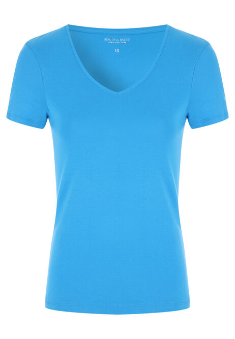 Womens Turquoise V Neck T-Shirt