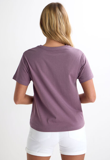 Womens Plum Plain Front Knot T-Shirt