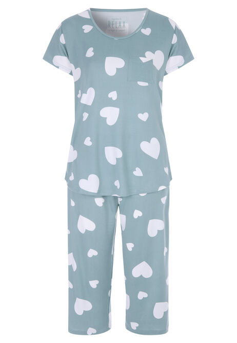 Womens Sage Heart Soft essential Pyjamas 