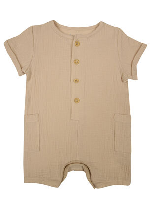 Baby Boys Stone Cotton Cheesecloth Romper