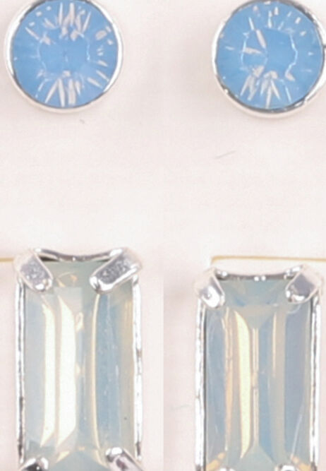 Womens 6pk Silver and Blue Earrings Set