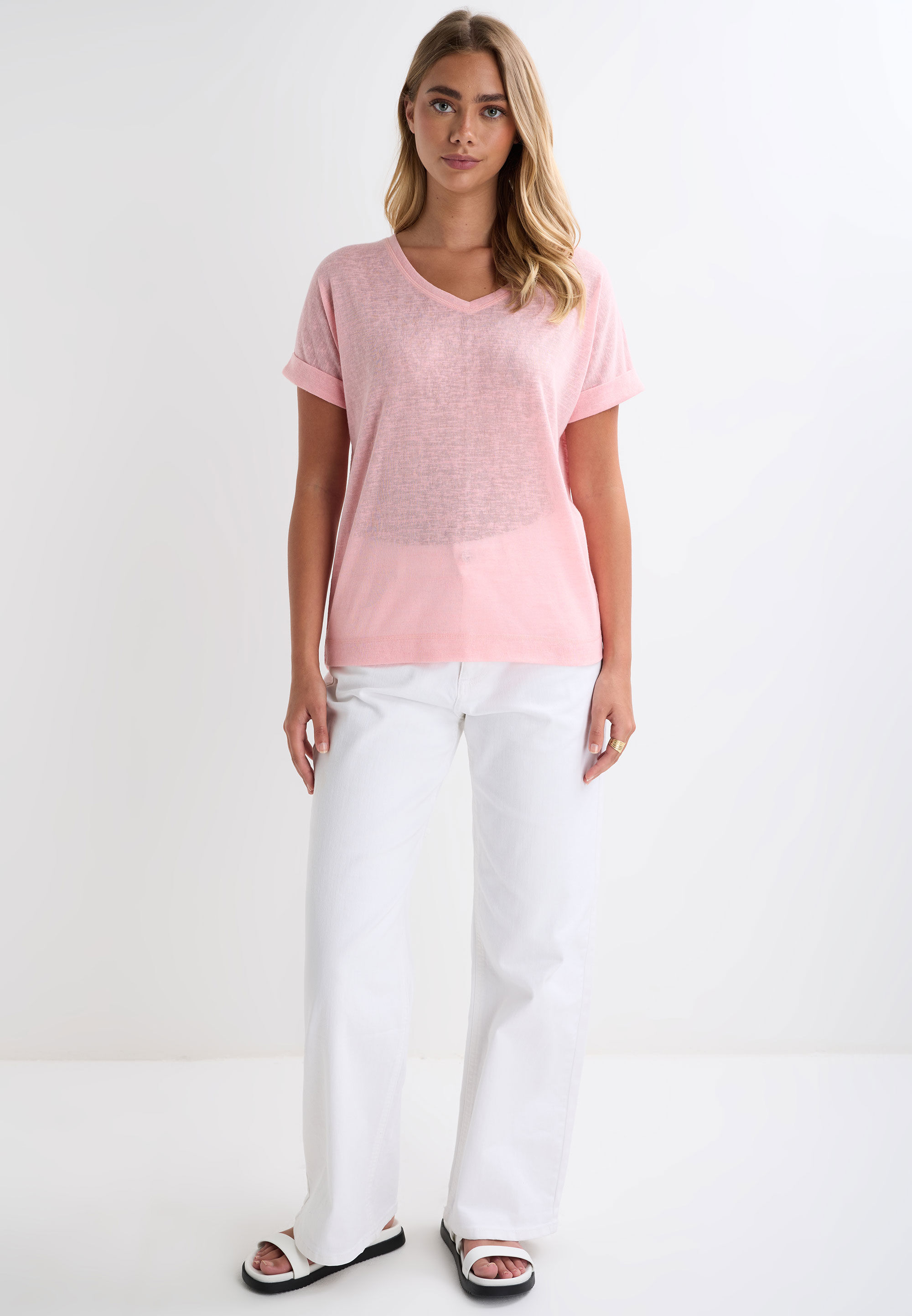 大人気新品  Womens Pink Textured V-Neck Top | Peacocks バレエ