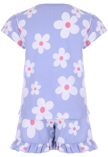 Younger Girls Blue Daisy Print Pyjama Set
